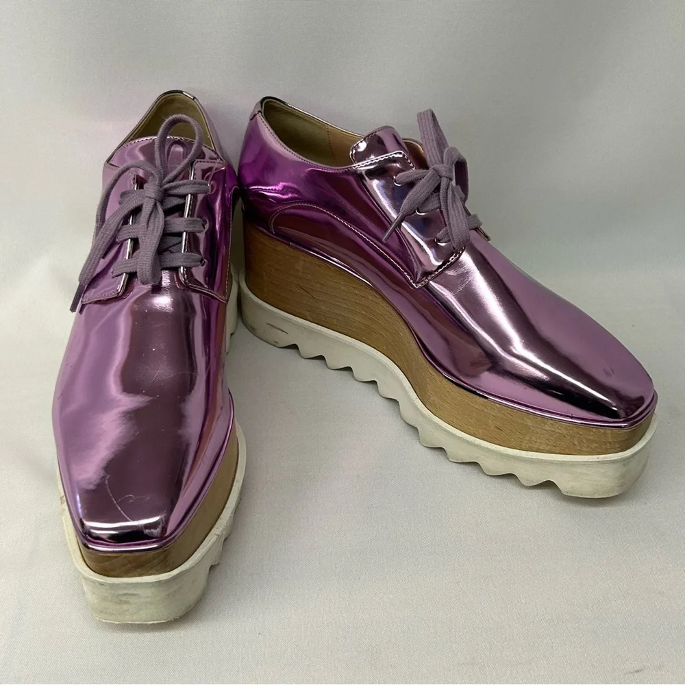 Stella McCartney Elyse Metallic Pink Platform Size 8 / 38 - Picture 8 of 15